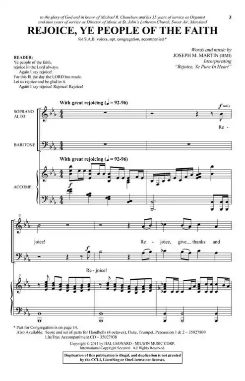 Martin, Joseph M. Rejoice, Ye People of the Faith