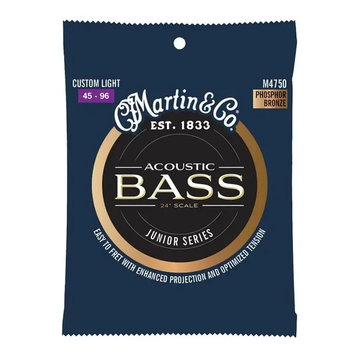 Martin string set junior bass short scale, phosphor bronze on nylon core, custom light 045-056-071-096
