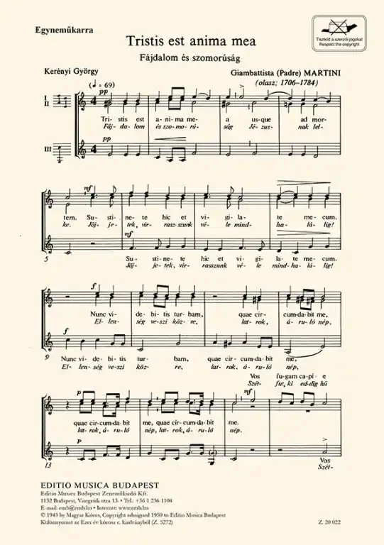 Martini, Giovanni Battista Tristis est anima mea – Fájdalom és szomorúság