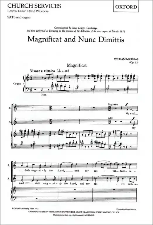 Mathias, William Magnificat And Nunc Dimittis Op.53
