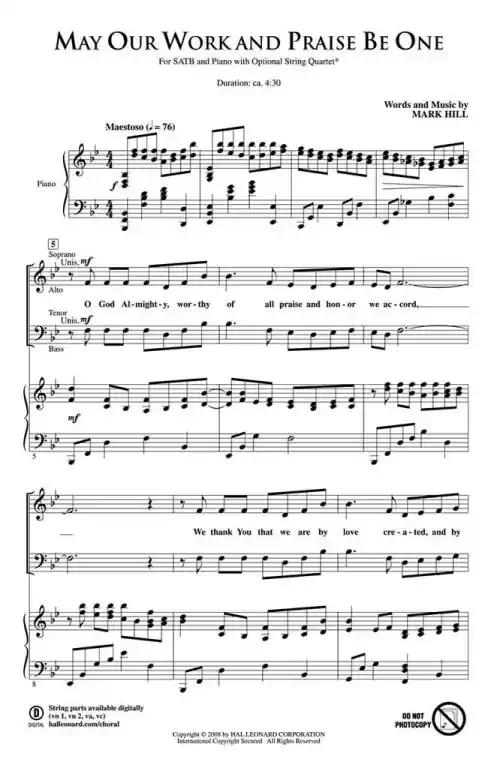 May Our Work and Praise Be One