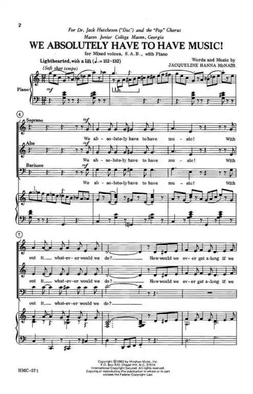 McNair, Jacqueline We Absolutely Have To Have Music!