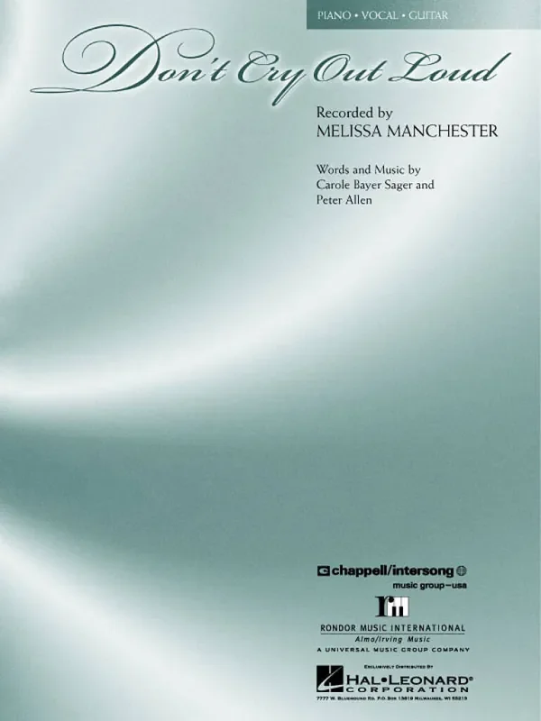 Melissa Manchester Don‘t Cry Out Loud Gesang mit Klavier