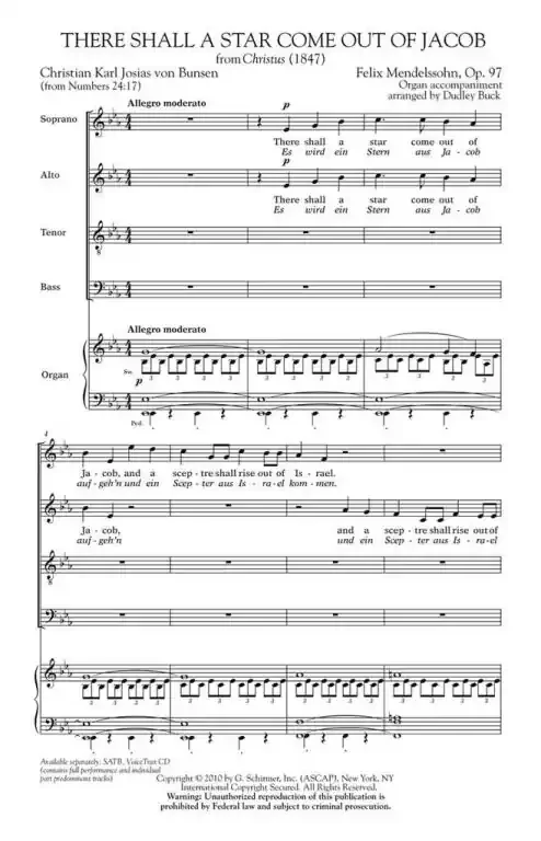 Mendelssohn-Bartholdy, Felix There Shall A Star Come Out Of Jacob