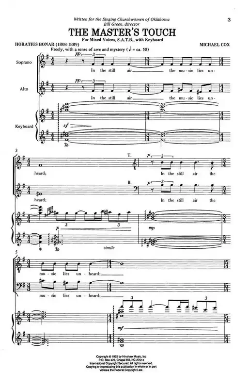 Michael Cox The Master‘s Touch (Arr. Michael Cox) Gemischter Chor mit Klavier/Orgel