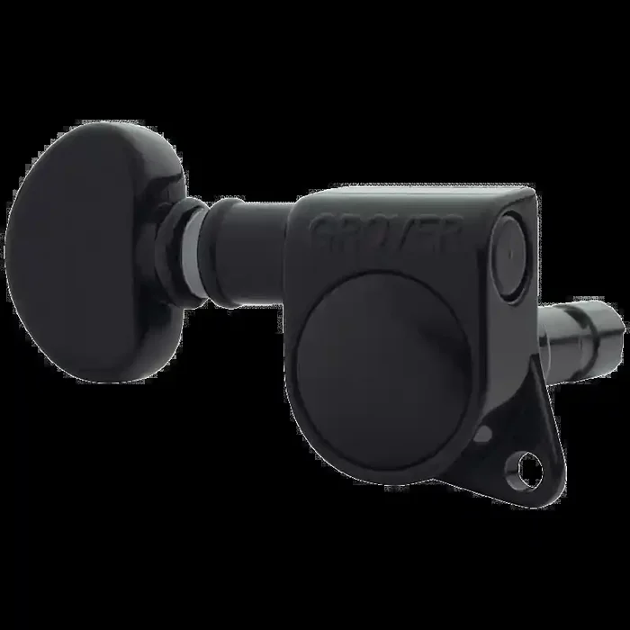 Mini Locking Rotomatics Guitar Machine Heads, Black Chrome / 3 + 3