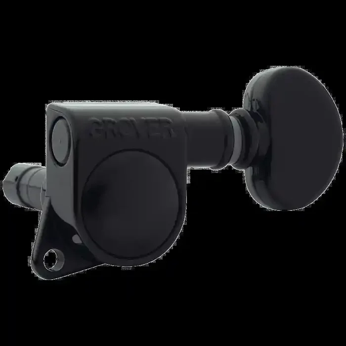 Mini Locking Rotomatics Guitar Machine Heads, Black Chrome / 6-in-Line (Left / Bass Side)