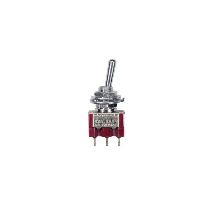 Mini toggle switch 3-way, on-off-on, nikkel