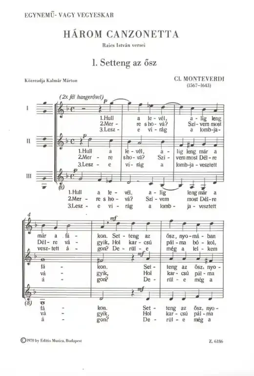 Monteverdi, Claudio Három canzonetta