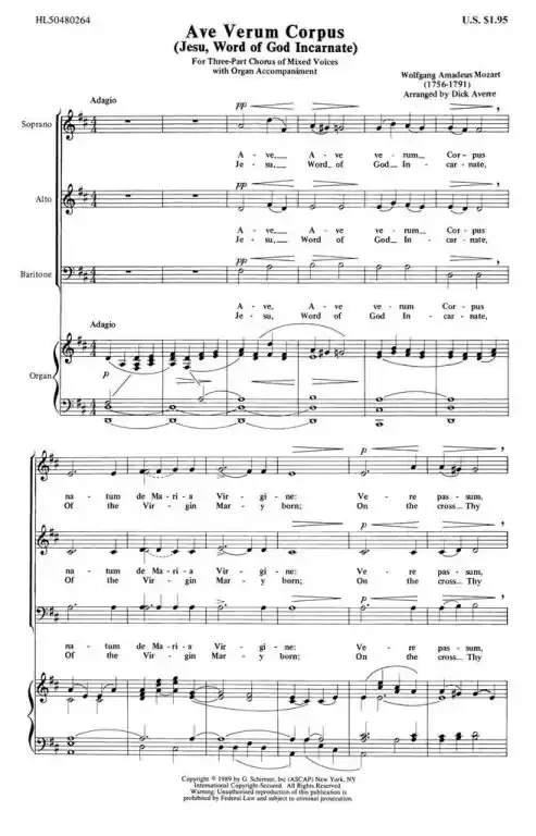Mozart, Wolfgang Amadeus Ave Verum Corpus
