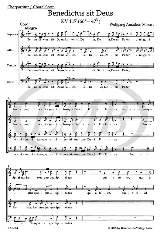 Mozart, Wolfgang Amadeus Benedictus sit Deus