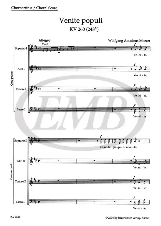 Mozart, Wolfgang Amadeus Venite populi