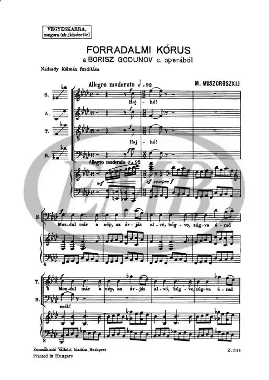 Mussorgsky, Modest Petrovich Forradalmi kórus