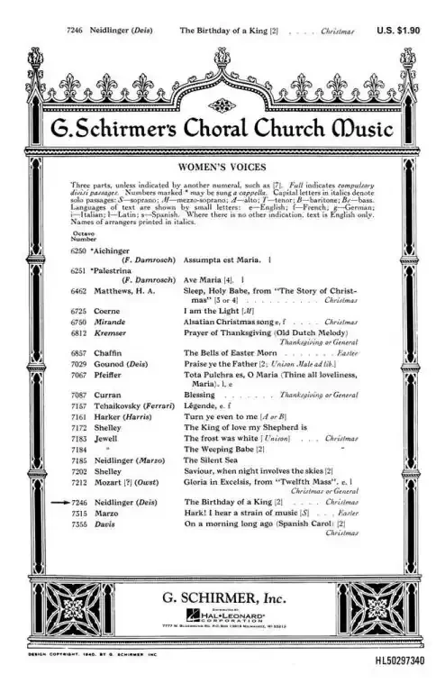 Neidlinger, William Henry The Birthday Of A King