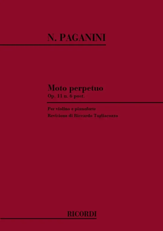 Niccolò Paganini Moto Perpetuo Op. 11 N. 6 Violine mit Begleitung