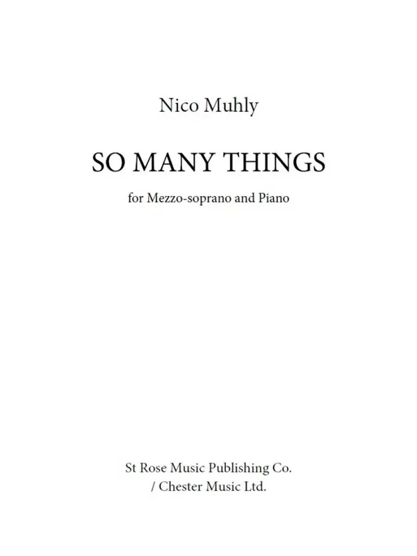 Nico Muhly So Many Things Gesang mit Klavier