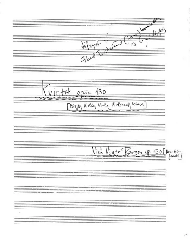 Niels Viggo Bentzon Kvintet Opus 130 Kammerensemble