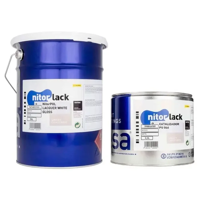 NitorLACK NitorPOL polyurethane lacquer, white gloss – 5L can + 2,5L hardener