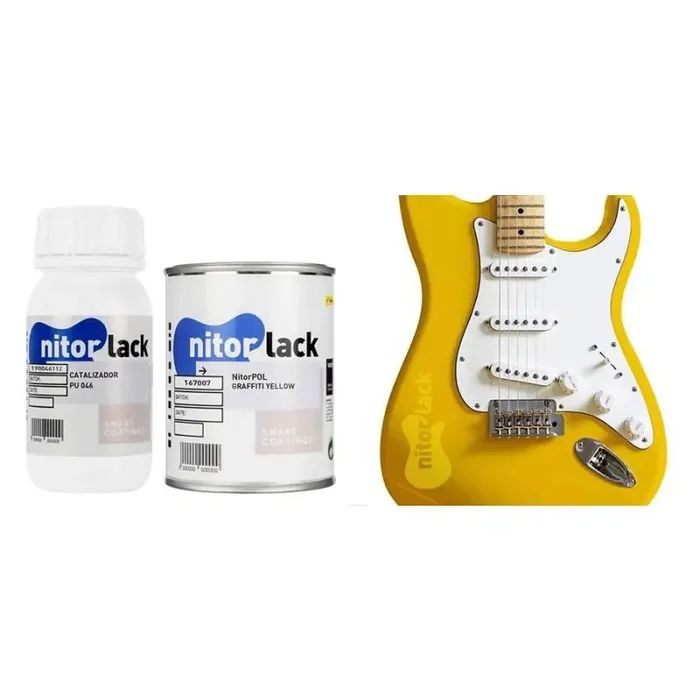 NitorLACK NitorPOL polyurethane paint graffiti yellow – 500ml can + 250ml hardener