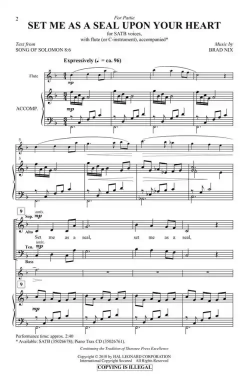 Nix, Brad Set Me As a Seal Upon Your Heart