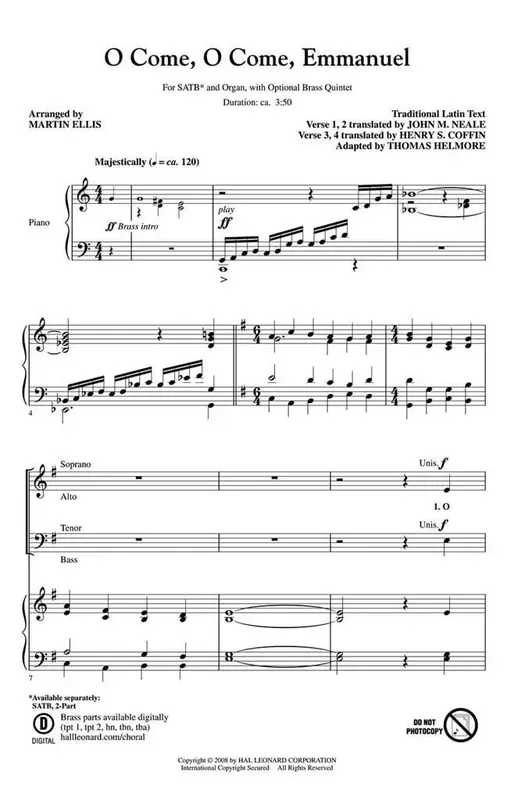 O Come, O Come, Emmanuel (Arr. Martin Ellis) Gemischter Chor mit Begleitung