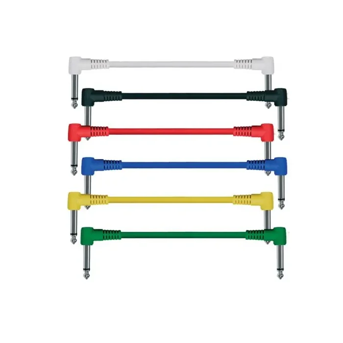 Patch kabels, mono, 0,15 meter, 6 stuks 6 kleuren, aangegoten haakse jacks