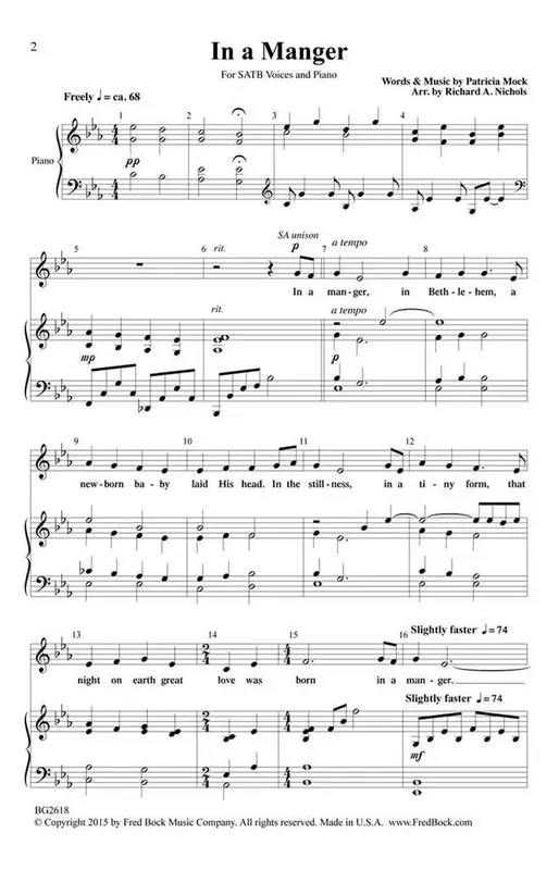 Patricia Mock In a Manger (Arr. Richard A. Nichols) Gemischter Chor mit Begleitung