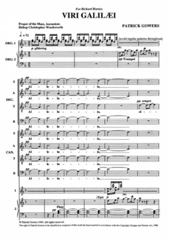 Patrick Gowers Viri Galilaei Gemischter Chor mit Klavier/Orgel