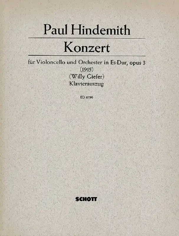 Paul Hindemith Cello Concerto Eb Major op. 3 Orchester mit Solo