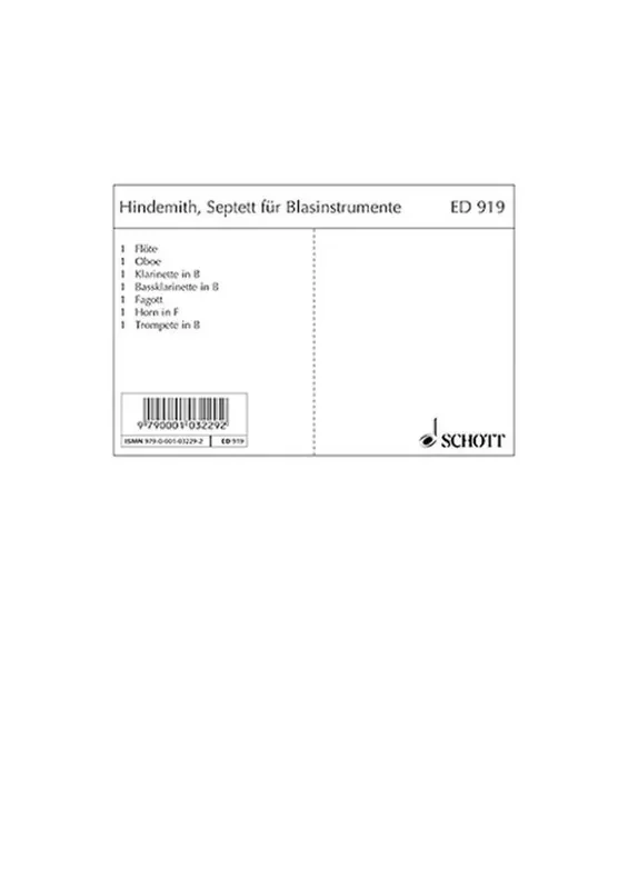 Paul Hindemith Wind Septet Bläserensemble