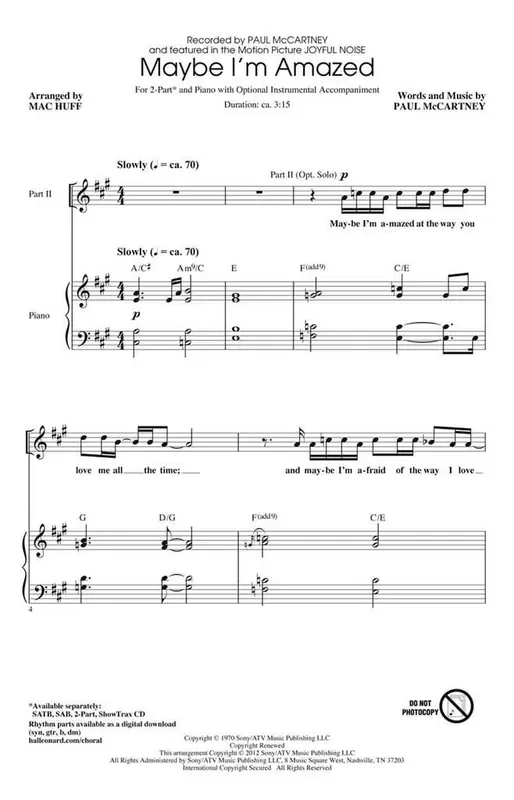 Paul McCartney Maybe I‘m Amazed (Arr. Mac Huff) Frauenchor mit Begleitung