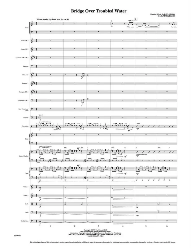 Paul Simon Bridge over Troubled Water (Arr. Mark Hayes) Gemischter Chor mit Ensemble