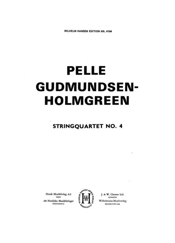 Pelle Gudmundsen-Holmgreen String Quartet No.4 Streichquartett