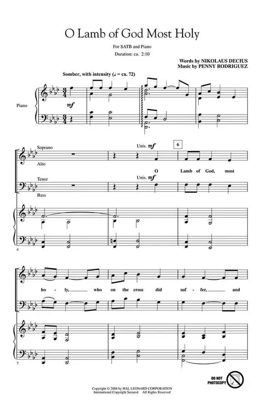 Penny Rodriguez O Lamb of God Most Holy Gemischter Chor mit Begleitung