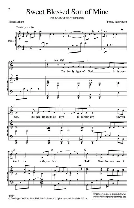 Penny Rodriguez Sweet Blessed Son of Mine Gemischter Chor mit Begleitung