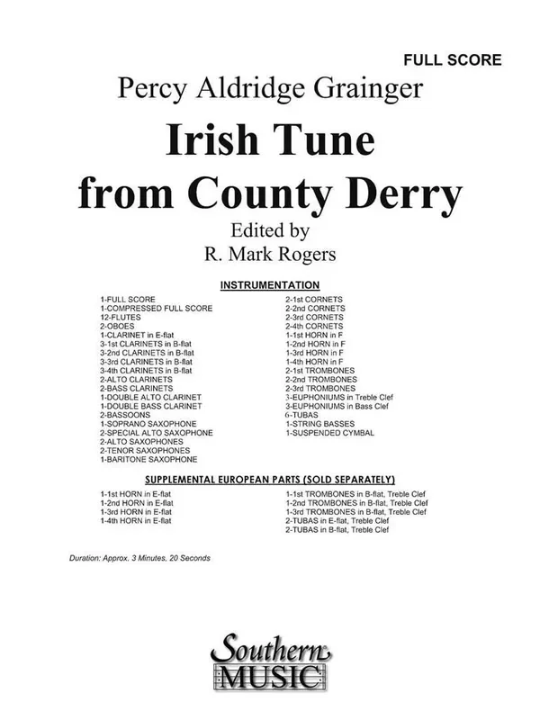 Percy Aldridge Grainger Irish Tune From County Derry (Arr. R. Mark Rogers) Blasorchester