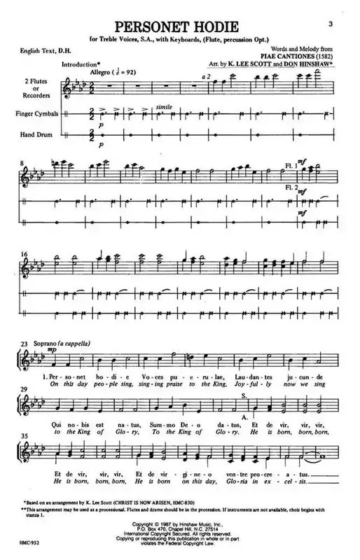 Personent Hodie (Arr. Donald G. Hinshaw) Frauenchor mit Ensemble