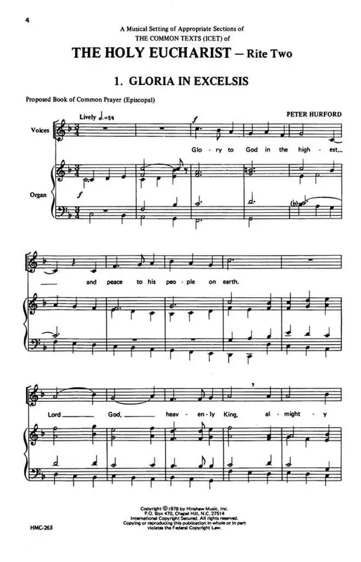 Peter Hurford The Holy Eucharist Rite Two (Arr. Peter Hurford) Gemischter Chor mit Klavier/Orgel