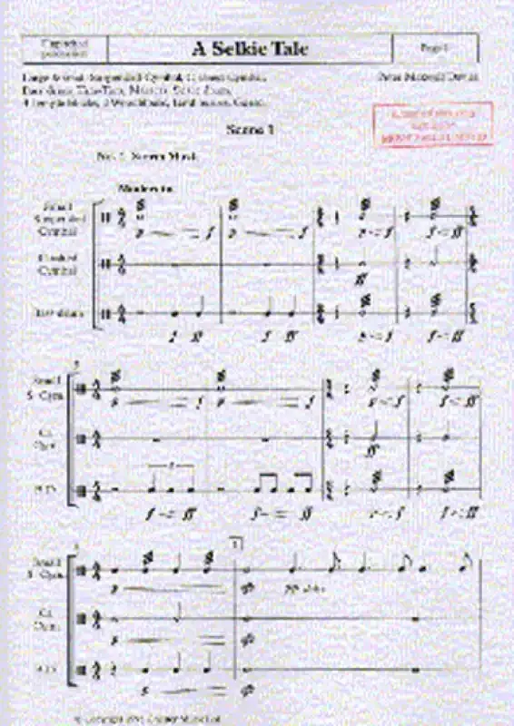 Peter Maxwell Davies A Selkie Tale – Unpitched Percussion Sonstige Percussion