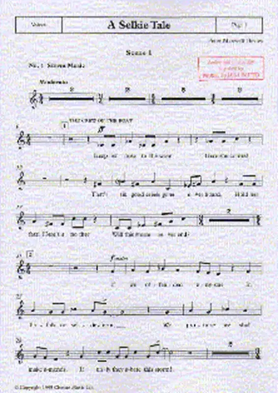 Peter Maxwell Davies A Selkie Tale – Vocal Gesang mit sonstiger Begleitung