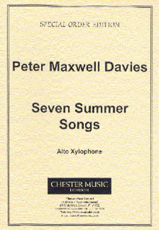 Peter Maxwell Davies Seven Summer Songs – Alto Xylophone Percussion Ensemble