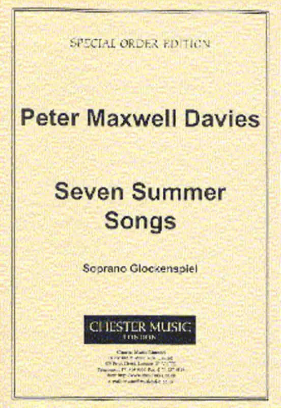 Peter Maxwell Davies Seven Summer Songs – Soprano Glockenspiel Percussion Ensemble