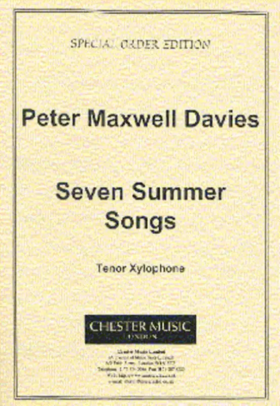 Peter Maxwell Davies Seven Summer Songs – Tenor Xylophone Percussion Ensemble