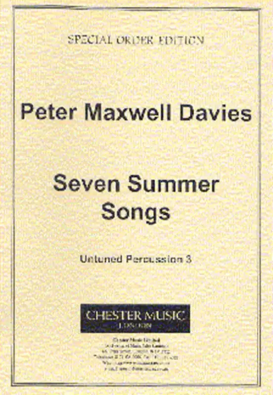 Peter Maxwell Davies Seven Summer Songs – Untuned Percussion 3 Percussion Ensemble