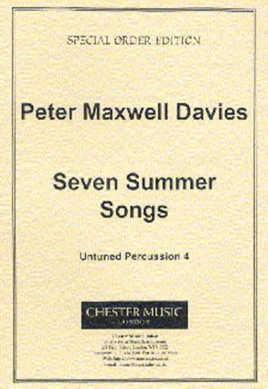 Peter Maxwell Davies Seven Summer Songs – Untuned Percussion 4 Percussion Ensemble