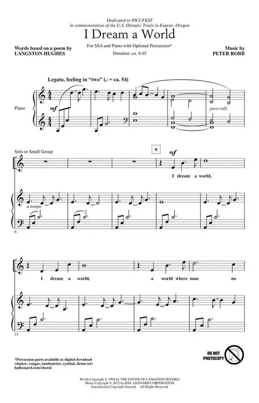 Peter Robb I Dream a World Frauenchor mit Begleitung