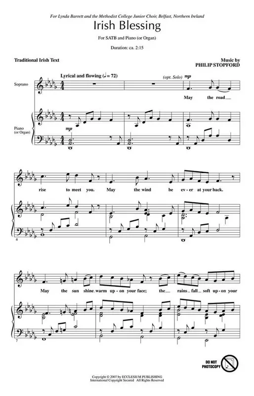 Philip W. J. Stopford Irish Blessing Gemischter Chor mit Begleitung