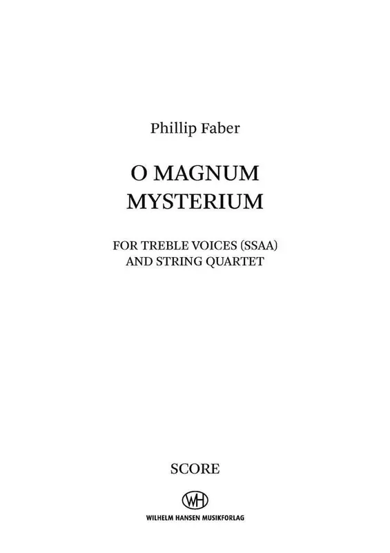 Phillip Faber O Magnum Mysterium Frauenchor mit Ensemble