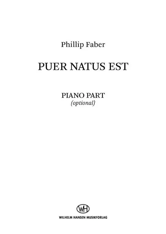 Phillip Faber Puer natus est Gemischter Chor mit Klavier/Orgel