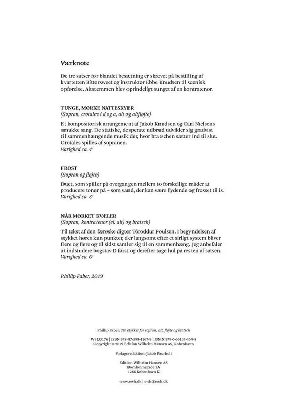 Phillip Faber Tre Stykker for Sopran, Alt, Fløjte Og Bratsch Kammerensemble